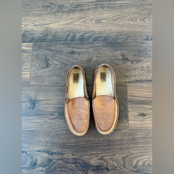 UGG Australia Ascot Slippers Men’s Size 7 Shearling Lined Brown Suede - Picture 1 of 5